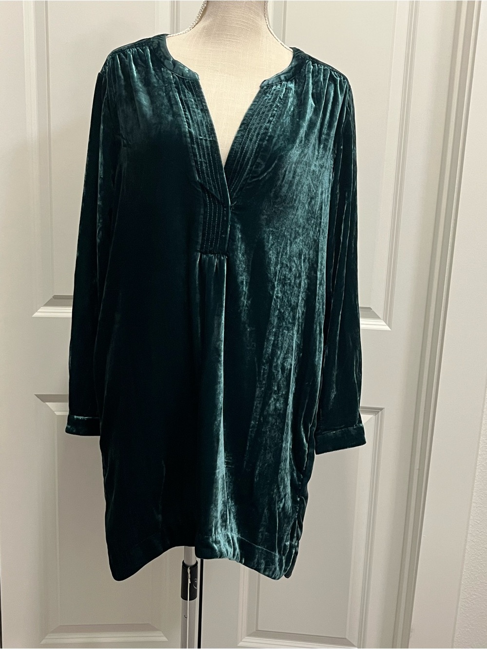 by Anthropologie Medium Emerald Green Melody Velvet Tunic Dress Long Sleeve